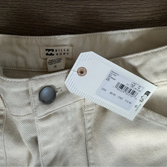 NWT Billabong Leia Cream Cargo Pants Size 26 - Picture 6 of 13